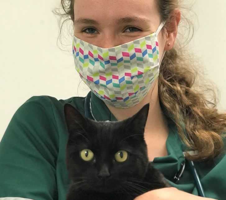 Bicester vets nurse with facemask